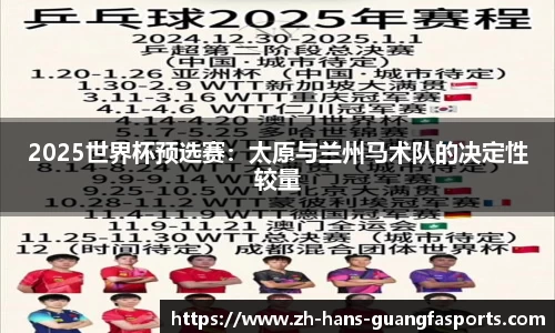 2025世界杯预选赛：太原与兰州马术队的决定性较量