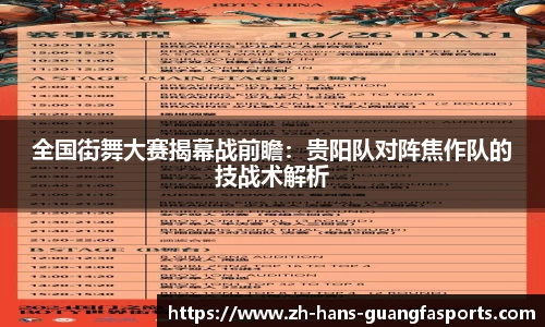 全国街舞大赛揭幕战前瞻：贵阳队对阵焦作队的技战术解析